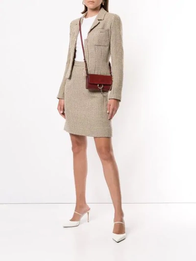 Pre-owned Chanel Set Up Suit Jacket Skirt In Brown