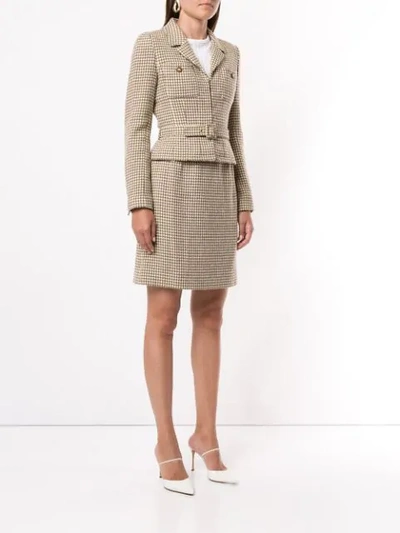 Pre-owned Chanel Set Up Suit Jacket Skirt In Brown