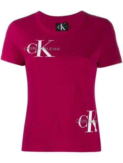 Shop Calvin Klein Embroidered Logo T In Pink