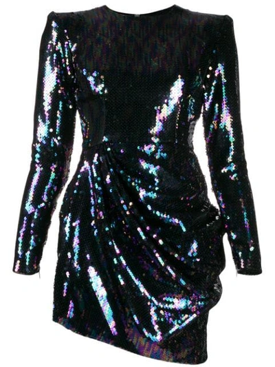 Shop Alex Perry Ruffled Sequin Dress In Black