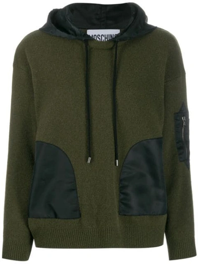 Shop Moschino Hooded Long-sleeve Jumper In Green