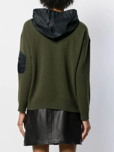 Shop Moschino Hooded Long-sleeve Jumper In Green