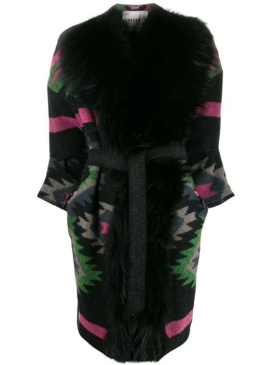 Shop Bazar Deluxe Trimmed Aztec Cardi Coat In Black