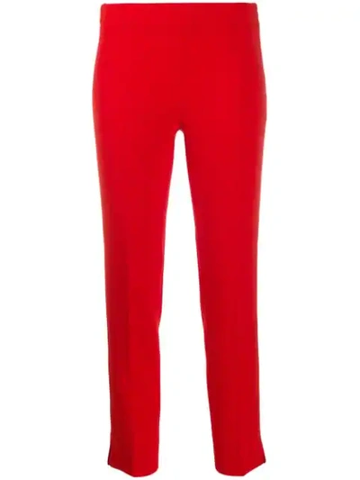 Shop Alberto Biani Cropped Crepe Trousers In Red