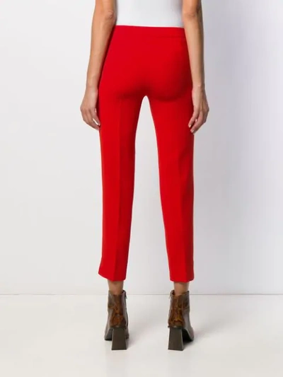 Shop Alberto Biani Cropped Crepe Trousers In Red