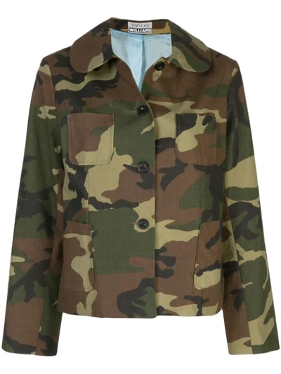 Shop Ashley Williams Camouflage Print Button-down Jacket In Green