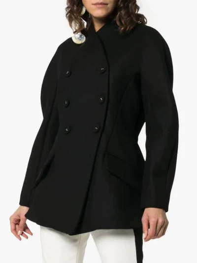 Shop Proenza Schouler Collarless Double-breasted Cropped Coat - Black