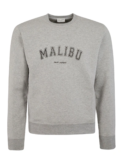 Shop Saint Laurent Malibu Sweatshirt In Grey/black