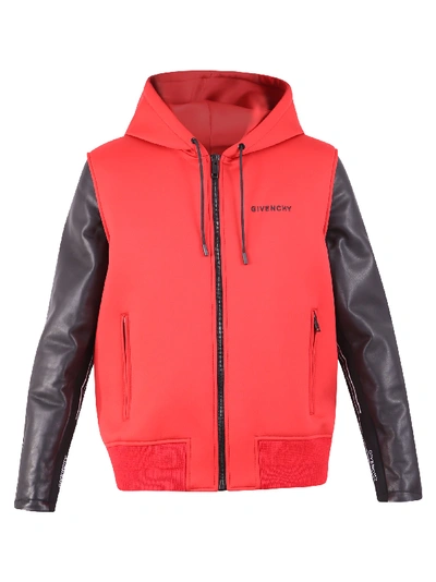 Shop Givenchy Nylon And Leather Jacket In Red