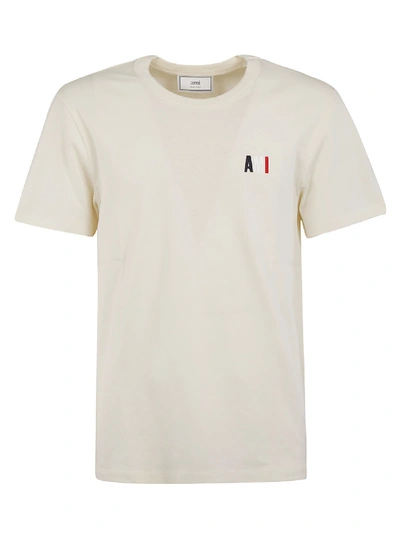 Shop Ami Alexandre Mattiussi Initials T-shirt In Off-white