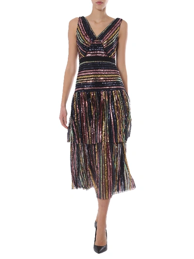 Shop Self-portrait Midi Dress In Multicolor
