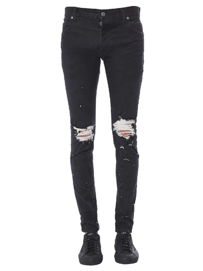Shop Balmain Skinny Fit Jeans In Nero