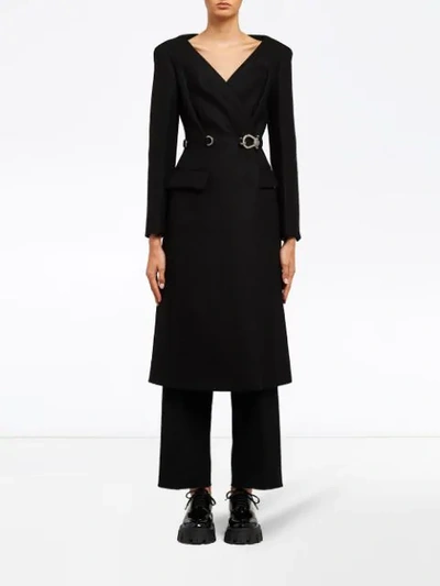 Shop Prada Double Cloth Coat In Black