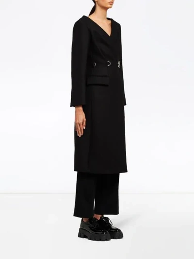 Shop Prada Double Cloth Coat In Black