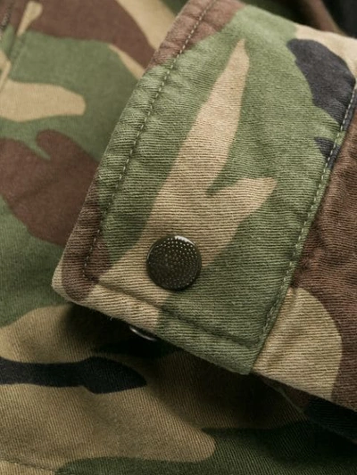 Shop Saint Laurent Parka Gabardine Camouflage Jacket In 3070 Camouflage/kaki