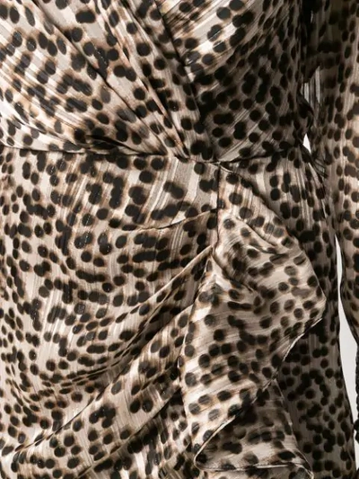 Shop Pinko Leopard Print Plissé Dress In Brown