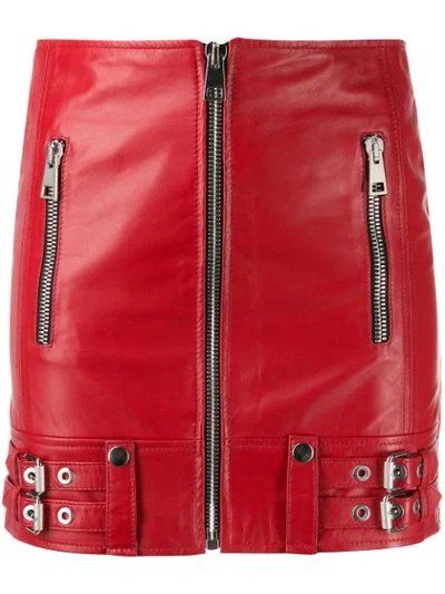 Shop Manokhi Zip Detail Skirt In Red