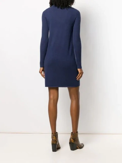 Shop Allude Long Sleeve Knitted Dress In Blue