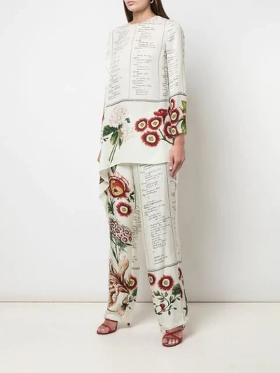 Shop Oscar De La Renta Floral Calligraphy Blouse In White