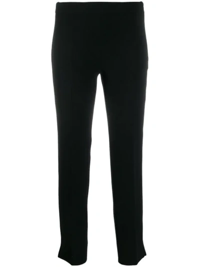 Shop Alberto Biani Crepe Slim-fit Trousers In Black