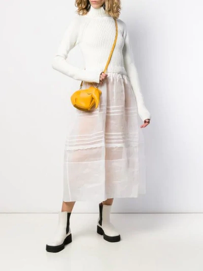 Shop Loewe Knitted Sheer Dress In White