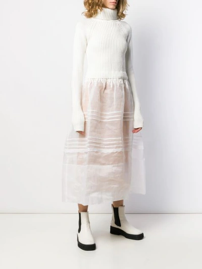 Shop Loewe Knitted Sheer Dress In White