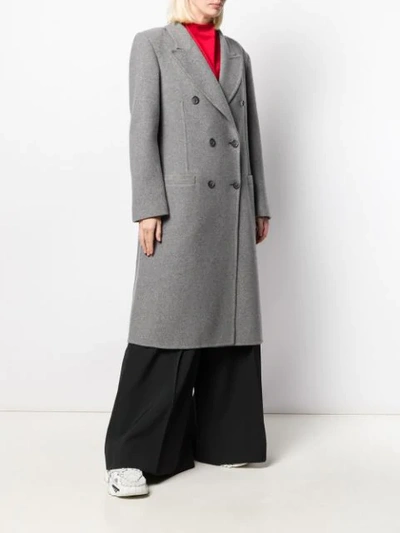Shop Maison Margiela Double-breasted Cashmere Coat In Grey