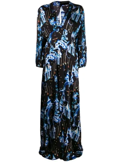 Shop Temperley London Euphoria Chinoiserie-print Silk Gown In Black