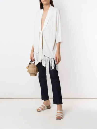 Shop Alcaçuz Fringed Nice Kimono In White