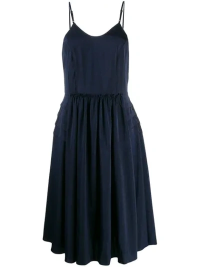 Shop Neul Pleated Midi Dress In Blue