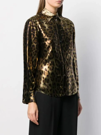 Shop Dolce & Gabbana Metallic Leopard Print Shirt In Gold