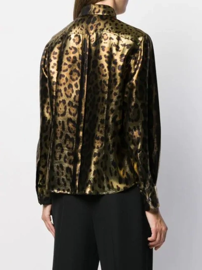 Shop Dolce & Gabbana Metallic Leopard Print Shirt In Gold