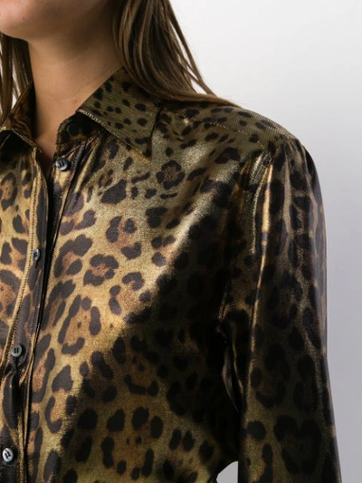 Shop Dolce & Gabbana Metallic Leopard Print Shirt In Gold