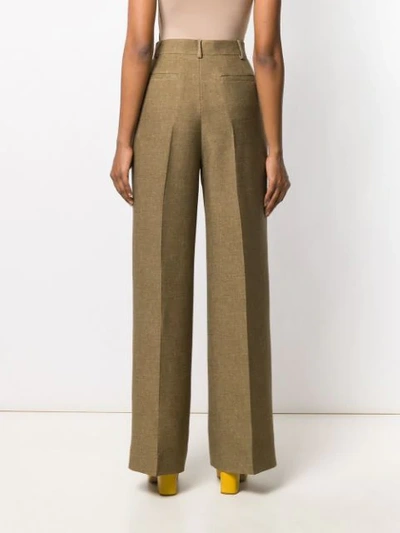 Shop Fendi High-waisted Wide-leg Trousers In Neutrals