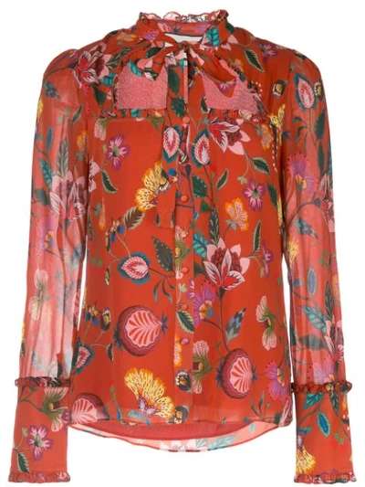 Shop Alexis Elodie Floral Print Shirt In Rustnouveau