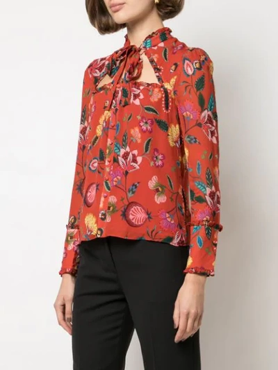 Shop Alexis Elodie Floral Print Shirt In Rustnouveau