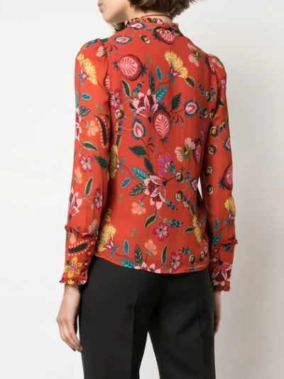 Shop Alexis Elodie Floral Print Shirt In Rustnouveau