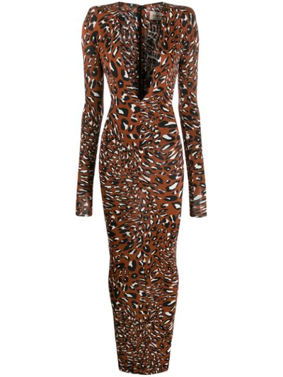 Shop Alexandre Vauthier Leopard Print Dress In Brown