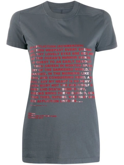 Shop Rick Owens Drkshdw Poem Print T-shirt In Grey