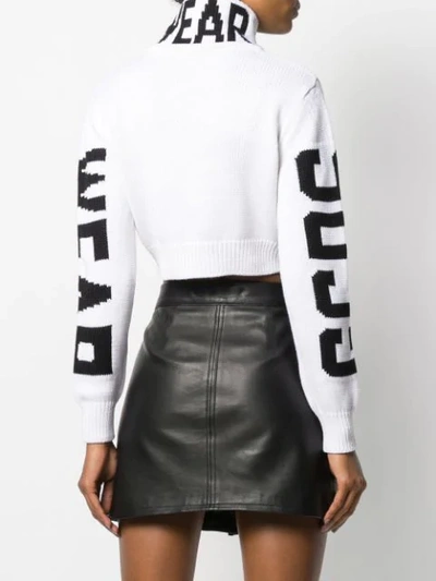 Shop Gcds Logo Intarsia Cropped Jumper In White