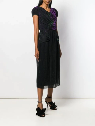 Shop Marco De Vincenzo Plissé Midi Evening Dress In Black