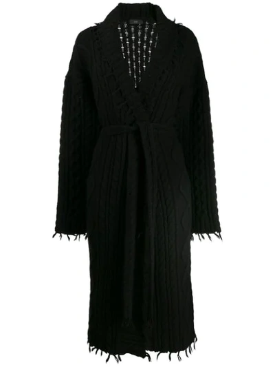 Shop Alanui Belted Aran In Black