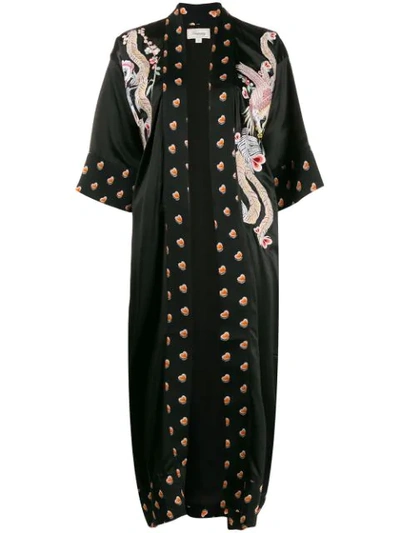 Shop Temperley London Embroidered Heart-print Robe In Black