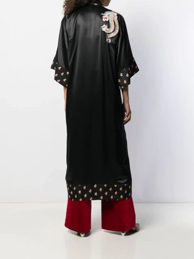 Shop Temperley London Embroidered Heart-print Robe In Black