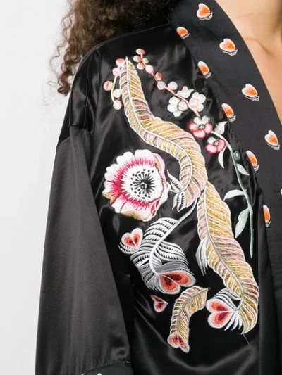 Shop Temperley London Embroidered Heart-print Robe In Black