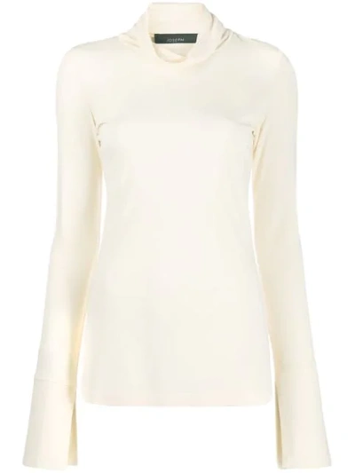 Shop Joseph Turtleneck Fitted Top In Neutrals