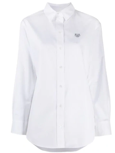 Shop Kenzo Stitched Tiger Logo Shirt In White