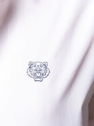 Shop Kenzo Stitched Tiger Logo Shirt In White