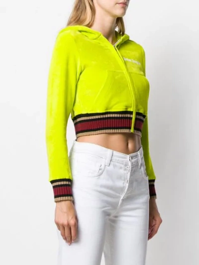 Shop Palm Angels Cropped Logo Hoodie - Yellow