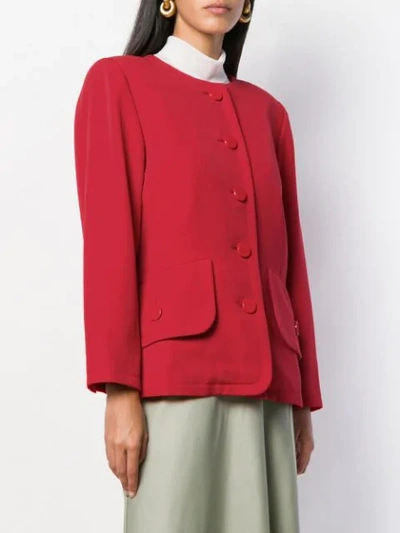 Pre-owned Saint Laurent Loose Collarless Jacket In Red